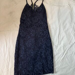 Elegant Navy Lace Dress